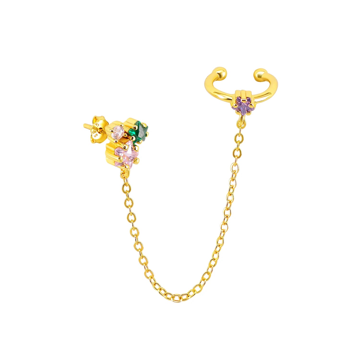 Chapado en oro de 24 quilates/925 plata cristal circón sin oreja Piercing Clips para las orejas minimalista CZ Clips para las orejas joyería de moda Popular para mujeres - CR mark