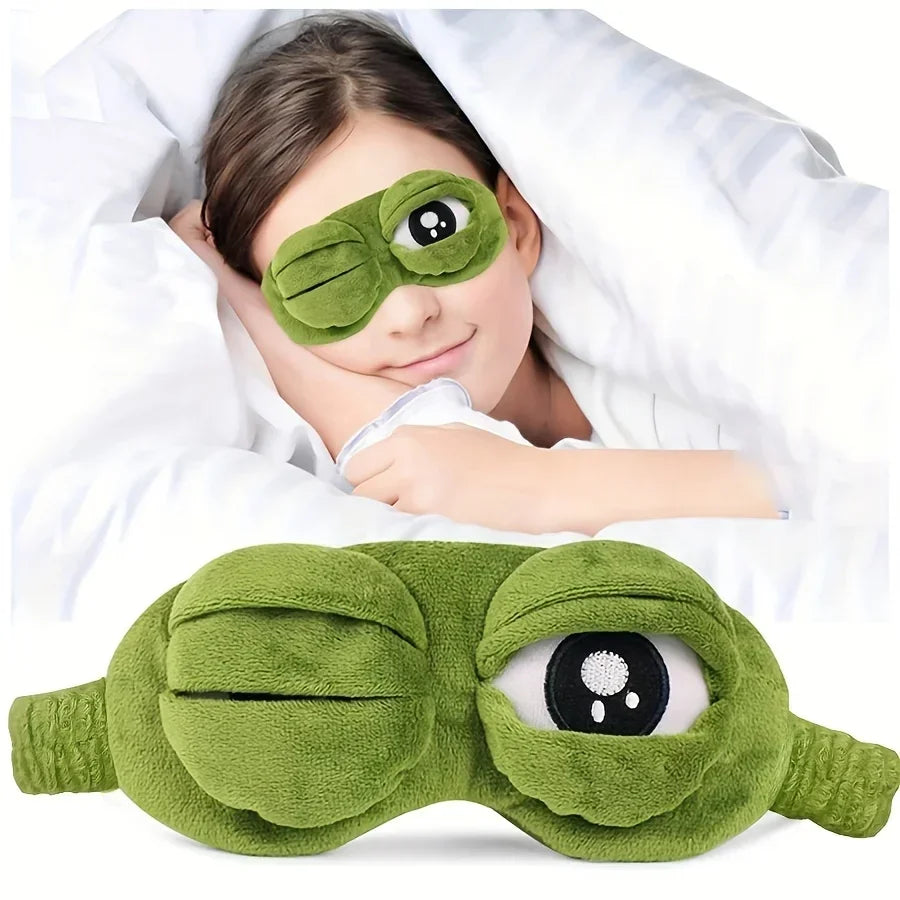 3D Frog Sleeping Mask, Natural Sleep Sunshade, for Women and Men, Creative Cartoon Design, Soft, Portable Eye Mask, Eye Patch for Travel and Office