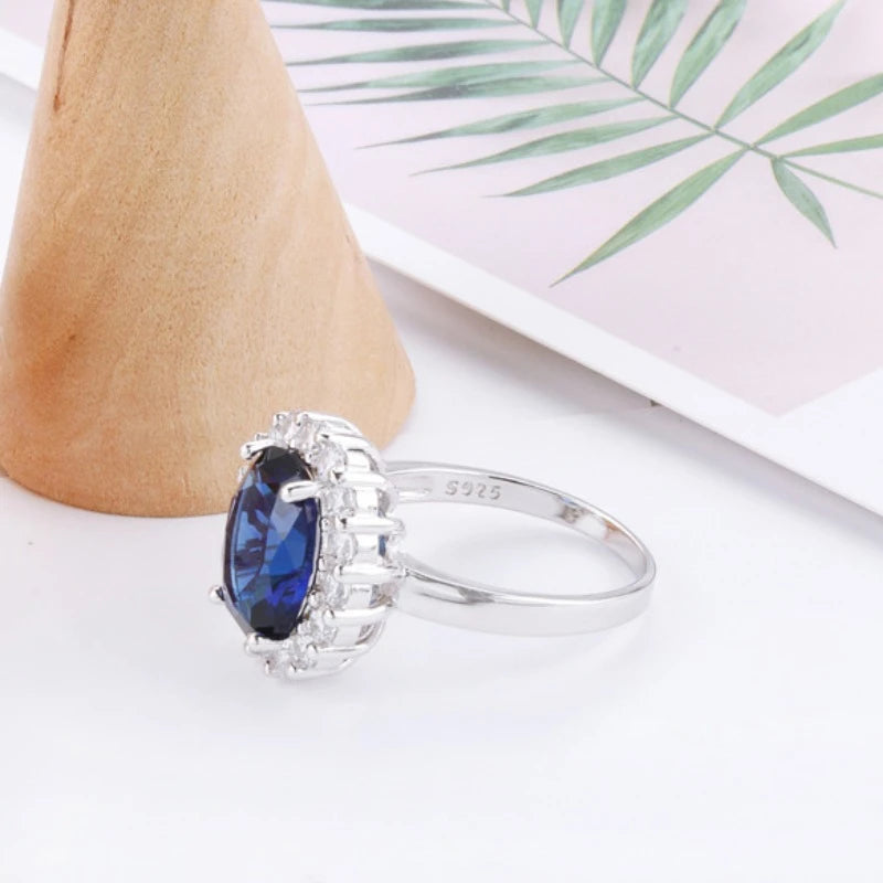 Corte de 3,2 quilates para crear anillo de circón azul anillo de compromiso con dije original - CR mark