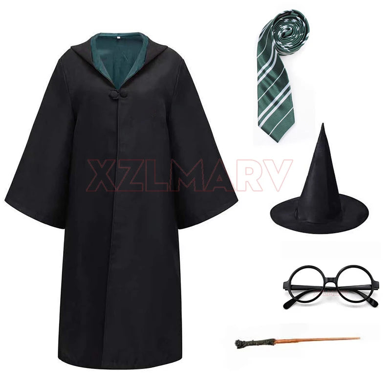 Disfraz de Cosplay para Niños y Adultos, Capa Mágica, Túnica Infantil, Capa con Capucha para Niños, Túnica de Slytherin, Accesorios de Halloween - CR mark