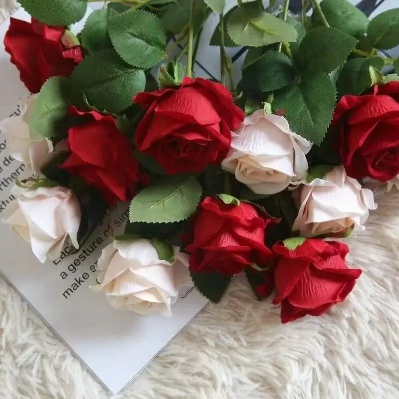 1/5/10/20 pieces artificial roses, flower branch, artificial red roses, realistic fake roses for wedding home decoration