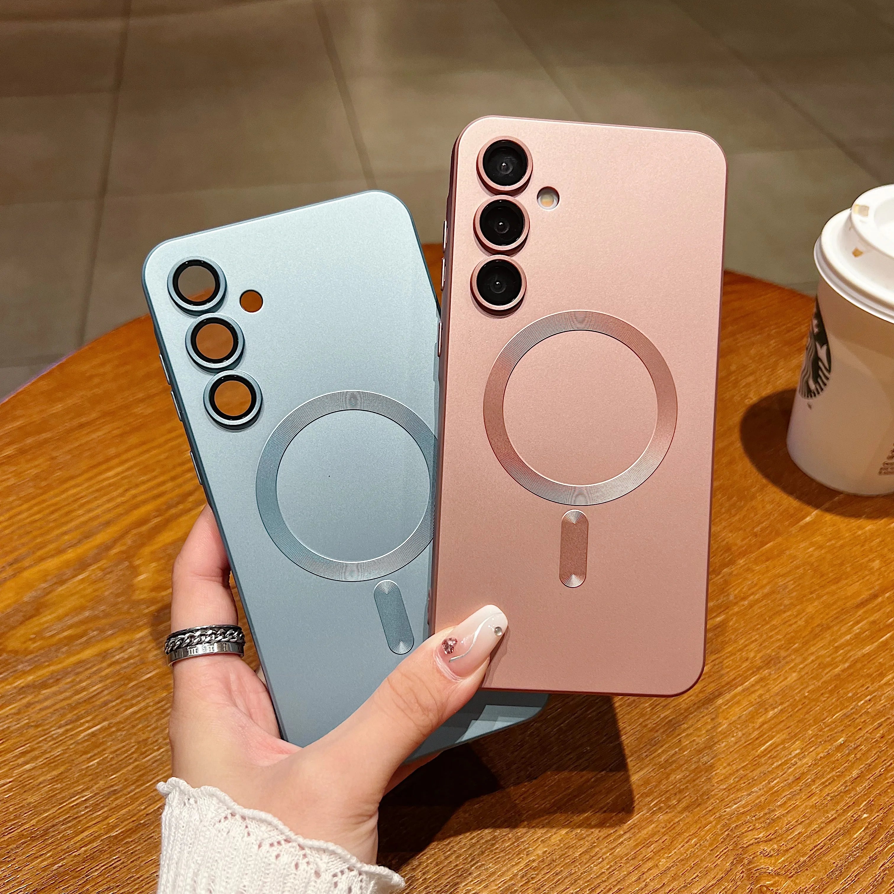 Matte Lens Protective Case for Magsafe Samsung Galaxy S24 S23 S22 S21 A05 A06 A16 A26 A36 A56 A15 A25 A35 A55 A14 A24 A34 A54