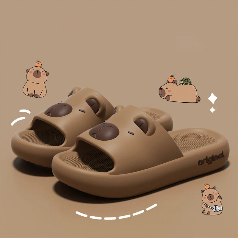 Capybara slippers with cute designs, non-slip slides for indoor and outdoor use, thick and soft EVA soles, Kawaii shoes