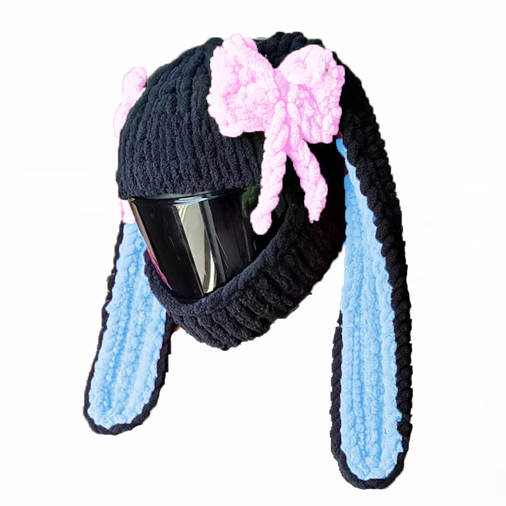 Nueva funda Universal para casco de motocicleta con animales de peluche, fundas para casco de felpa de conejo completo para regalos de Navidad, estilo de motocicleta - CR mark