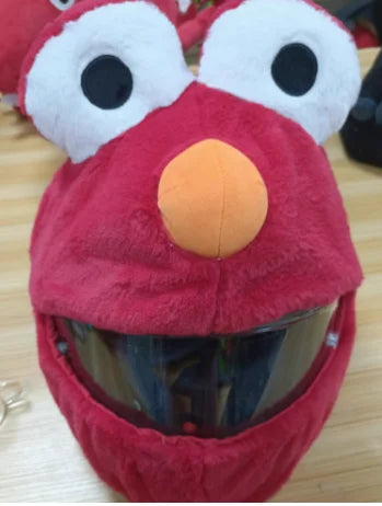 Cubierta protectora para casco, conjunto de felpa esponjosa de dibujos animados para motocicleta, funda protectora de cara completa, especial de seguridad para motocicleta - CR mark