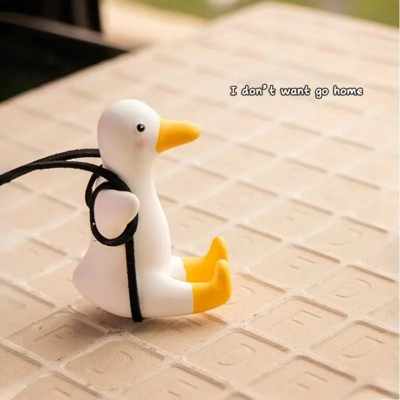 Cute Anime Car Accessory Plaster Swinging Duck Pendant Car Rearview Mirror Ornaments Birthday Gift Couple Accessories