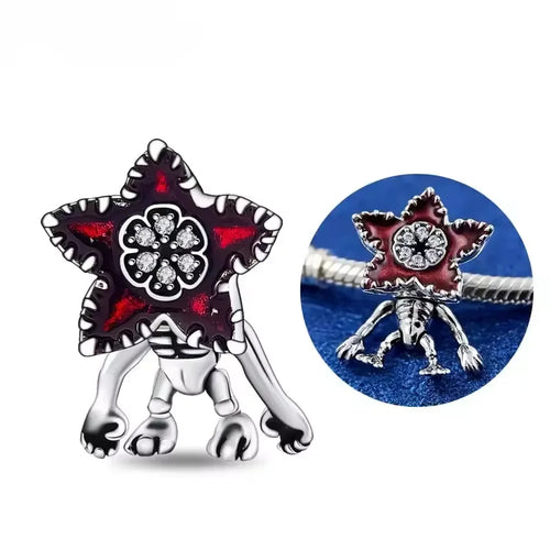 Abalorios de Plata de Ley 925 con Diseño de Demogorgon Móvil, Compatibles con Pulseras de Cadena de Serpiente con Cierre Original, Joyería DIY, Regalo - CR mark