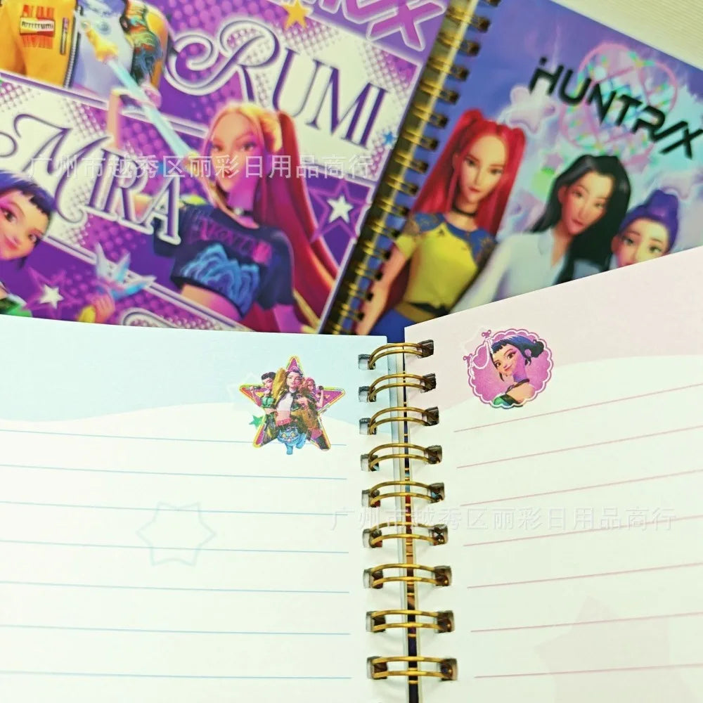 2026 nuevo Kpop Demon Hunters Huntrix Saja cuaderno Rumi Mira Zoey Anime papelería suministros regalos de regreso a la escuela 15*20,2 cm @ @