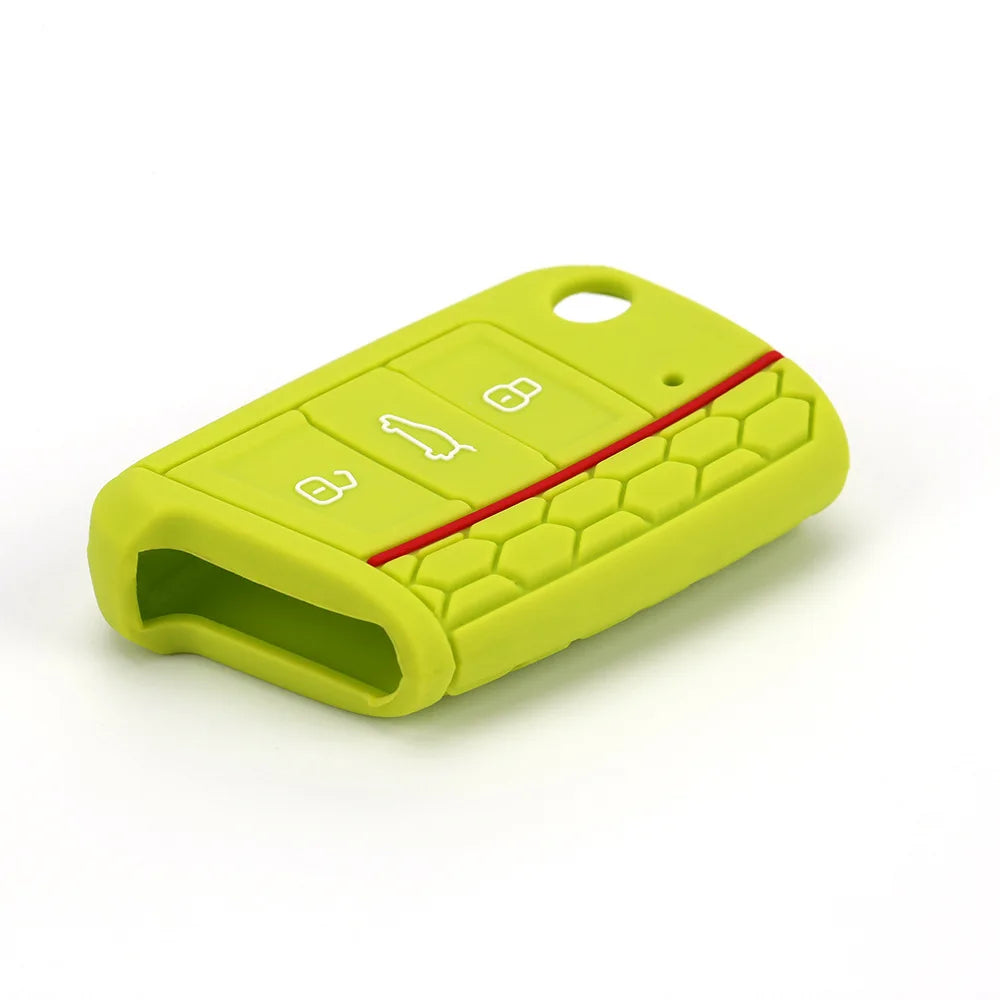 Funda para llave de coche, carcasa de silicona para VW Golf 7 MK7 VII Tiguan Polo Skoda Octavia A7 Kodiaq Seat Ateca Leon - CR mark