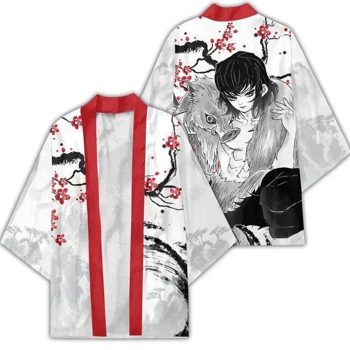 Summer Devil Killer Cosplay Male Japanese Anime 3D Printed Casual Half Sleeve Top Cardigan