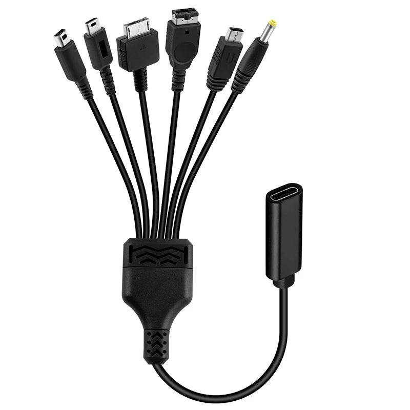 Cable de carga de juego USB 6 en 1 para NDS Lite / Wii U / Nuevo cables de cargador 3DS XL LL /2DS / GBA SP / PSP / PSV