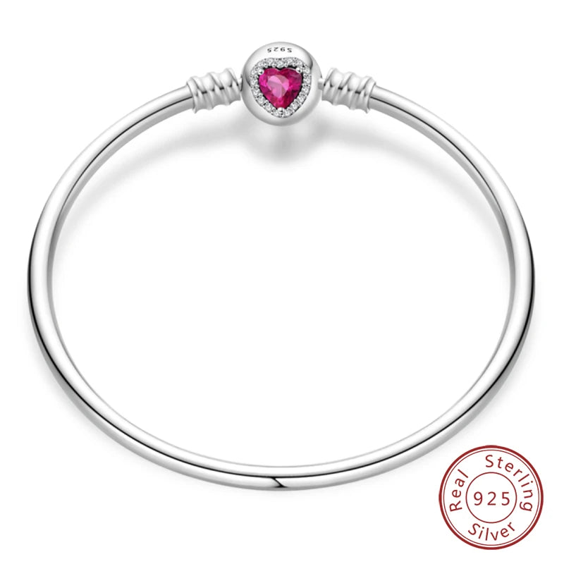 Original 925 Sterling Silver Bracelet, 17-20CM, Star, Moon, Sun, Four Leaf Clover, Green Zircon Bracelets, DIY Charms, Birthday Jewelry Gifts