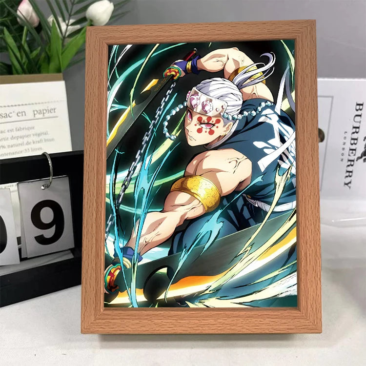 Figuras de acción de Demon Slayer, pintura ligera, marco de fotos, Tanjirou Nezuko, figura de luz nocturna Led, regalos Kimetsu No Yaiba - CR mark