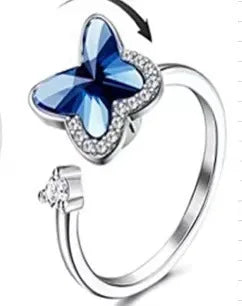 SMJEL Fidget Spinner anillo ansiedad para mujeres múltiples flores de cristal ojo mariposa Animal anillo giratorio Anti estrés joyería de boda - CR mark