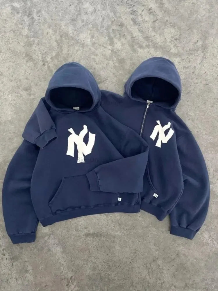 Sudadera con capucha, Jersey, sudadera Y2K, ropa de calle, nuevo Harajuku, Hip Hop, patrón de letras Retro, Sudadera con capucha de alta calidad, ropa de mujer bluza