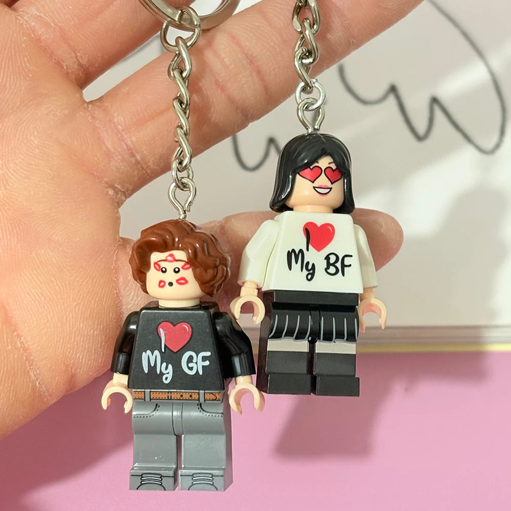Juego de llaveros hechos a mano I Love My Boyfriend/Friendly, llavero con colgante de figura bonita para mochila, regalo para pareja, accesorios de Cosplay - CR mark