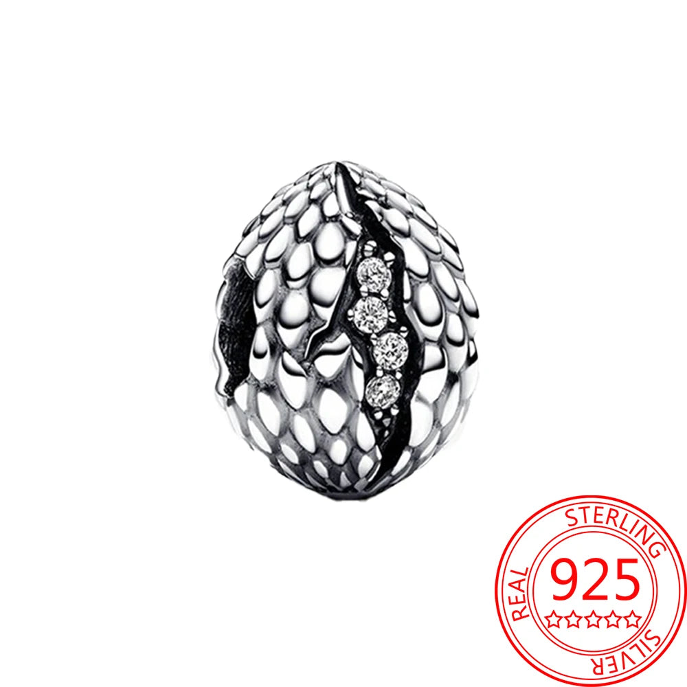 Tema del juego Plata de Ley 925 dragón volador, huevo, trono, luz nocturna, corazón, hielo, fuego, cabeza de lobo y flor mágica, dije de monstruo - CR mark