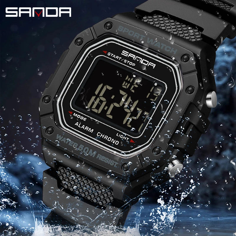 SANDA 2156 Men's Fashion Watch, Waterproof Military Sports Watches, Large Dial Army LED Digital Wristwatches, Men's Chronometers