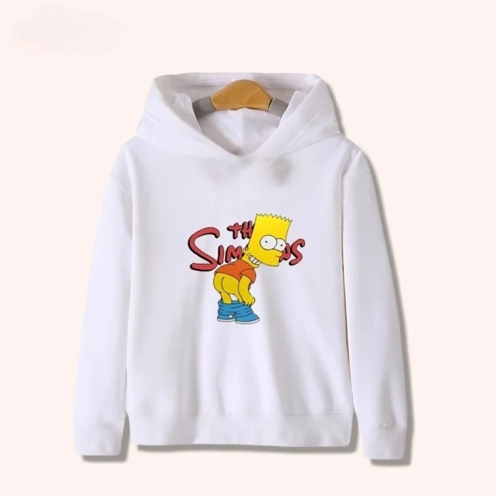 Ropa deportiva infantil de dibujos animados de Simpsons para hombres y mujeres, top cálido con capucha para niños a juego para otoño e invierno