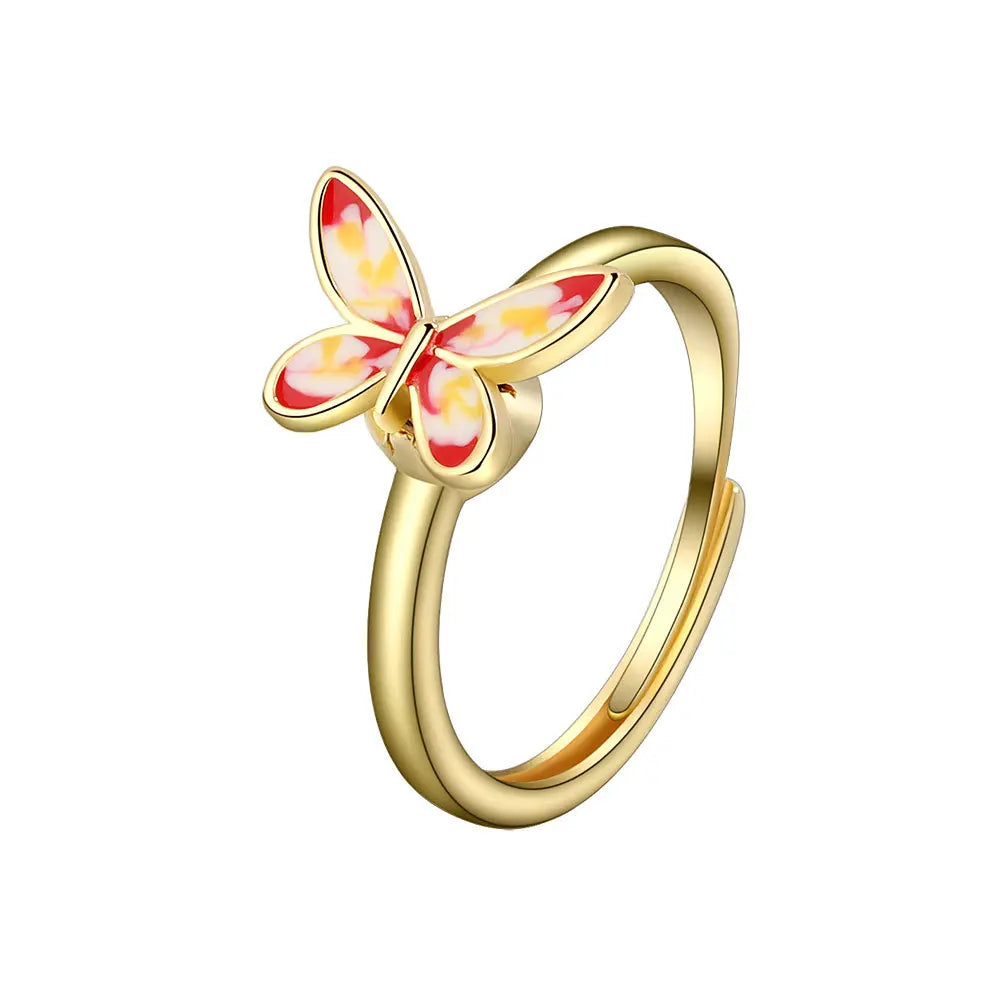 SMJEL Fidget Spinner anillo ansiedad para mujeres múltiples flores de cristal ojo mariposa Animal anillo giratorio Anti estrés joyería de boda - CR mark