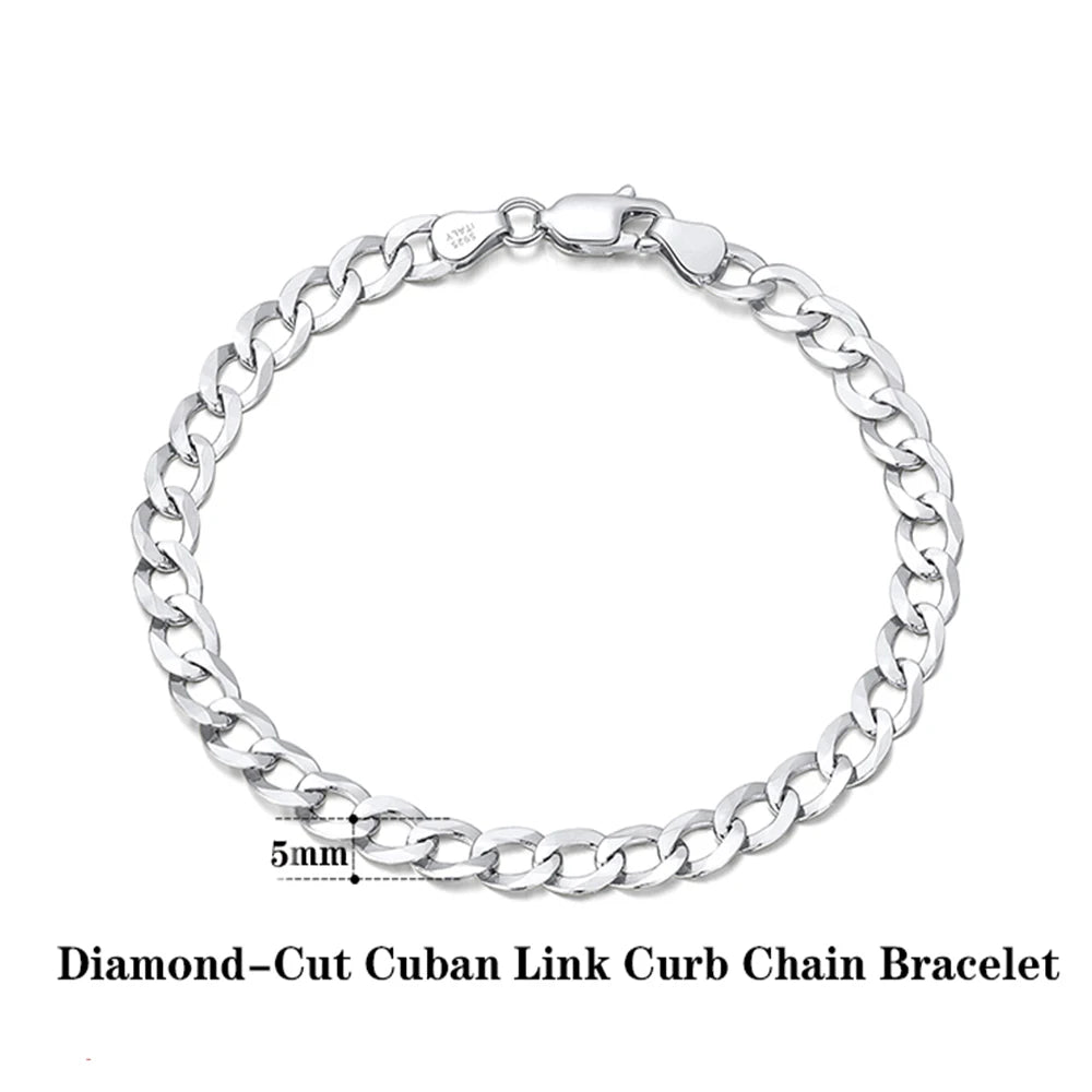Rinntin-collar de cadena de eslabones cubanos con corte de diamante italiano para hombre y mujer, oro de 18 quilates, más de Plata de Ley 925, 3mm/5mm, joyería SC60 - CR mark