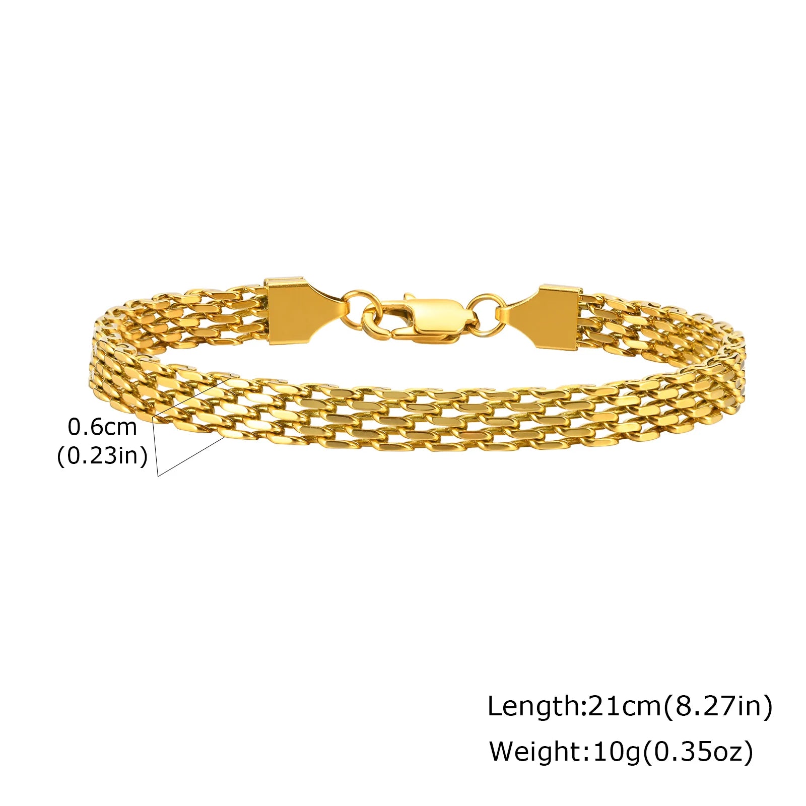 Gold Color Chain Bracelet for Men and Boys, Stainless Steel Chain Bangle, Jewelry Gift for Husband, Father, Son