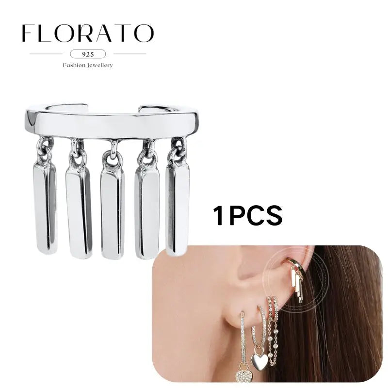 Chapado en oro de 24 quilates/925 plata cristal circón sin oreja Piercing Clips para las orejas minimalista CZ Clips para las orejas joyería de moda Popular para mujeres - CR mark