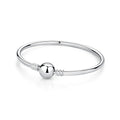 Pulseras de plata de ley 925 originales, brazaletes con Clip de corazón de amor, cuentas, cadenas de serpiente para mujer, joyería de lujo DIY de oro rosa - CR mark