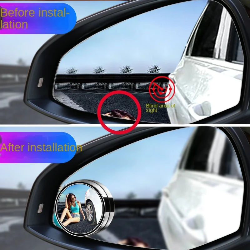Car Blind Spot Rearview Mirror, Small Round 360 Degree Adjustable Mirror, Convex Reversing Aid
