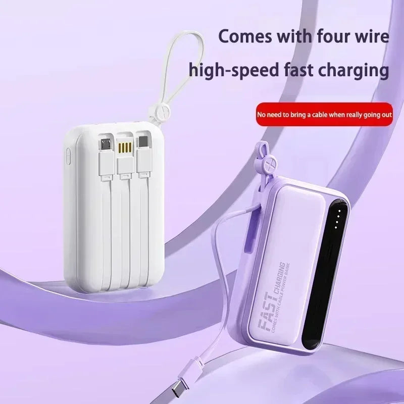 VIVO 500000mAh High Capacity Portable External Battery with Super Fast Charging and 4 Built-in Cables for All Phones