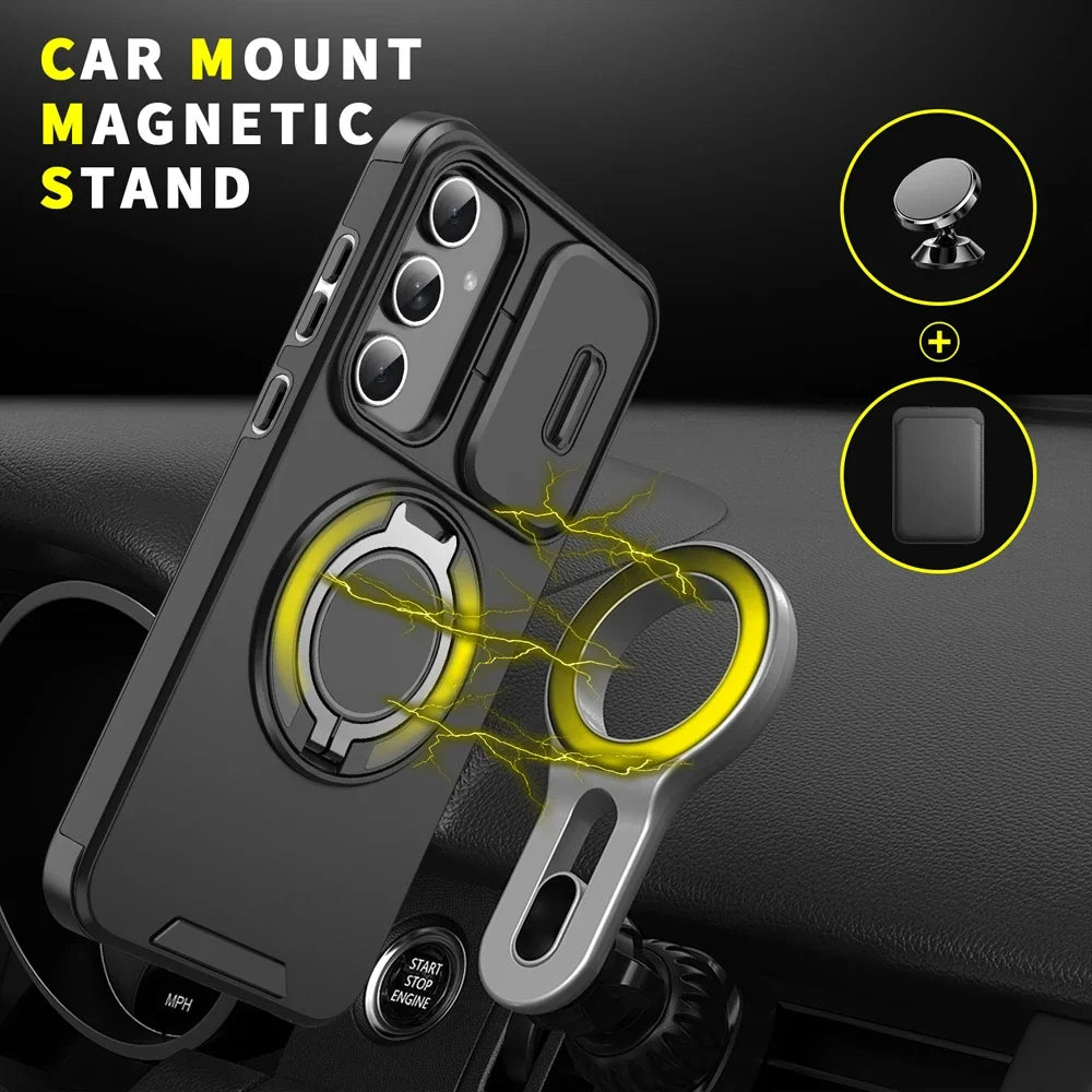 Case for Samsung Galaxy S26 S25 S24 S23 S22 S21 Ultra Plus S25 Edge S25FE S24FE, Sliding Camera Protection, Magnetic Stand, Armor Case