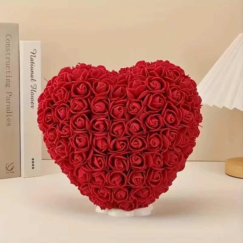 Rosa artificial en forma de corazón 3D de 15cm, adecuada para regalos de San Valentín, Día de los Maestros y cumpleaños, 1 ud.