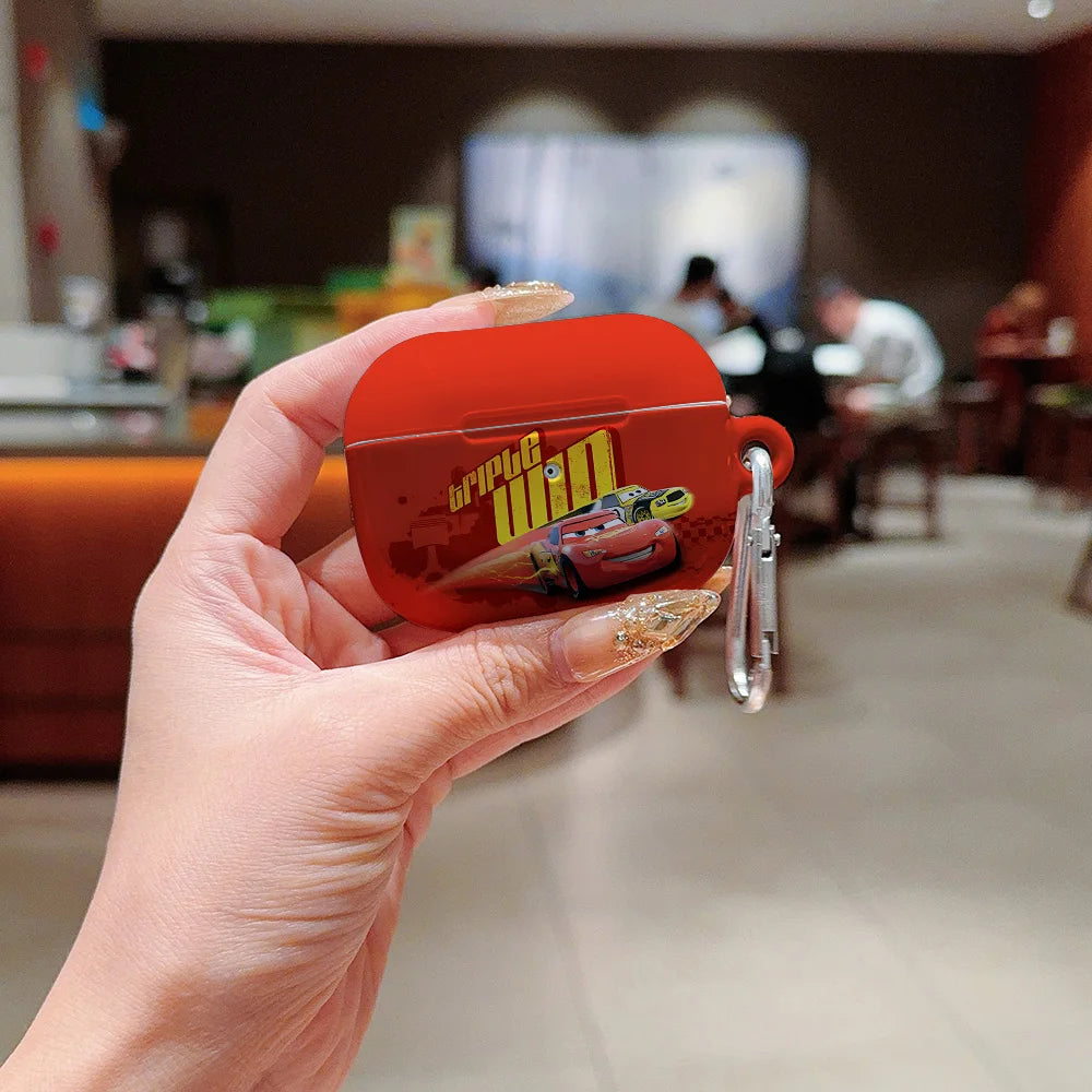 Lightning McQueen Shockproof Protective Glossy HD Hard PC Earphone Case for AirPods 1 2 3 4 Pro Pro2 with Metal Hook