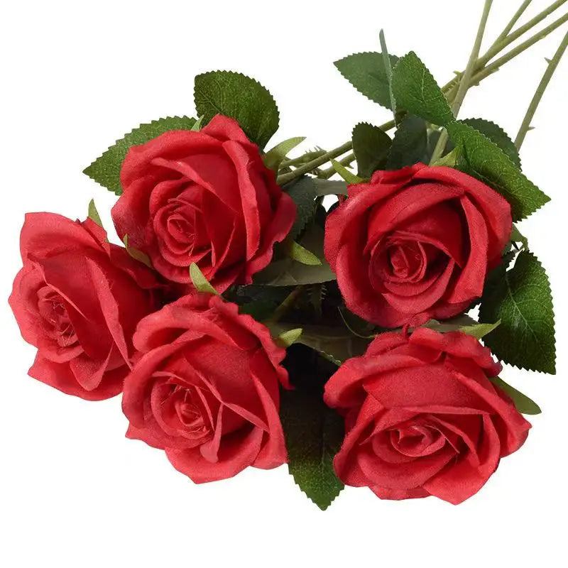 1/5/10/20 pieces artificial roses, flower branch, artificial red roses, realistic fake roses for wedding home decoration