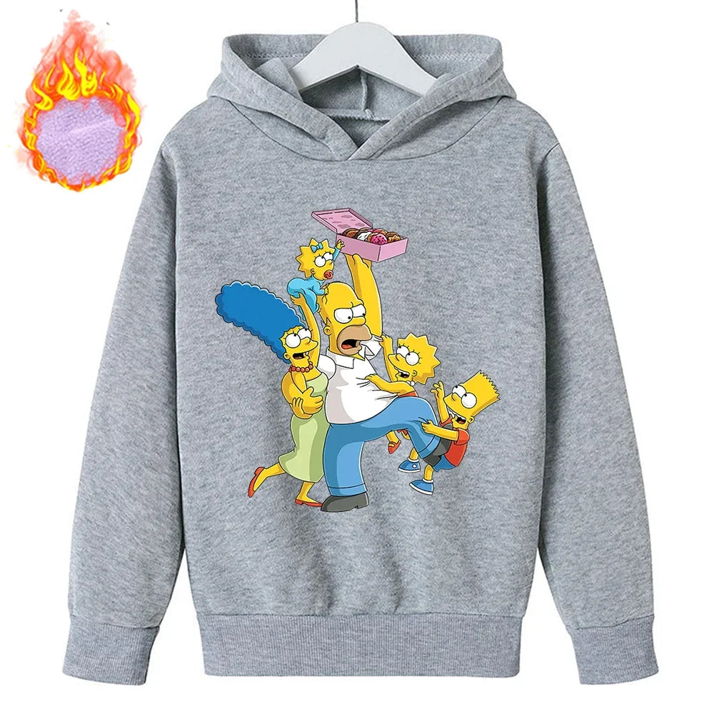 Sudaderas con capucha de Los Simpson para niños, sudadera de lana Y2k, Sudadera con capucha de felpa a la moda, ropa con patrón de Anime, regalo para niños