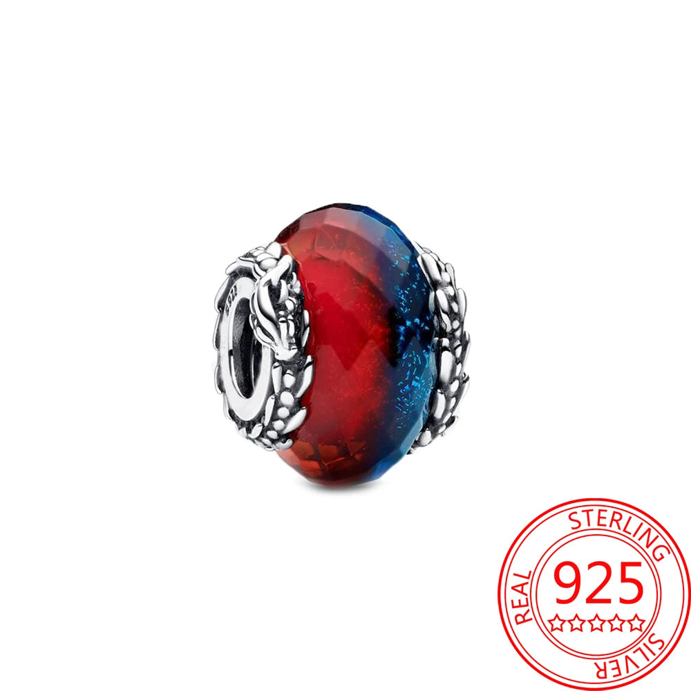 Tema del juego Plata de Ley 925 dragón volador, huevo, trono, luz nocturna, corazón, hielo, fuego, cabeza de lobo y flor mágica, dije de monstruo - CR mark