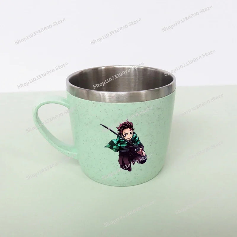 Taza de agua antiescaldado de doble capa Demon Slayer Kimetsu No Yaiba, taza de leche de acero inoxidable 304 de Anime, regalo de cristal de agua anticaída - CR mark
