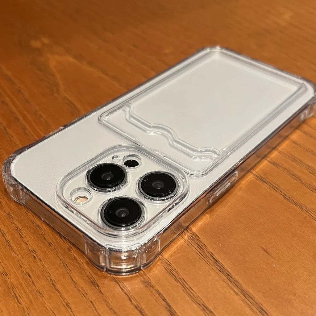 Funda de teléfono con soporte para tarjetas transparente para iPhone 17 Pro Max 11 12 13 14 15 16 Pro Max Air 7 8 Plus XR XS SE 2020 SE 2022 - CR mark