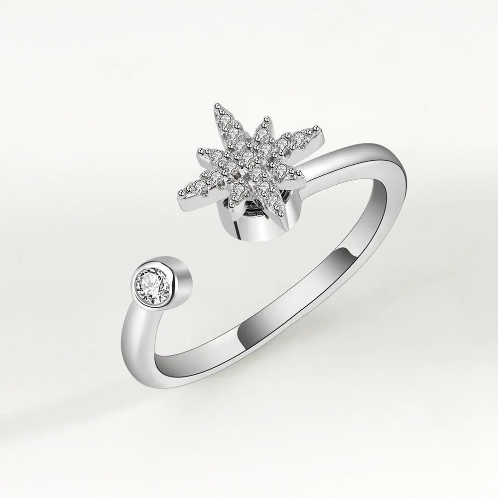 SMJEL Fidget Spinner anillo ansiedad para mujeres múltiples flores de cristal ojo mariposa Animal anillo giratorio Anti estrés joyería de boda - CR mark