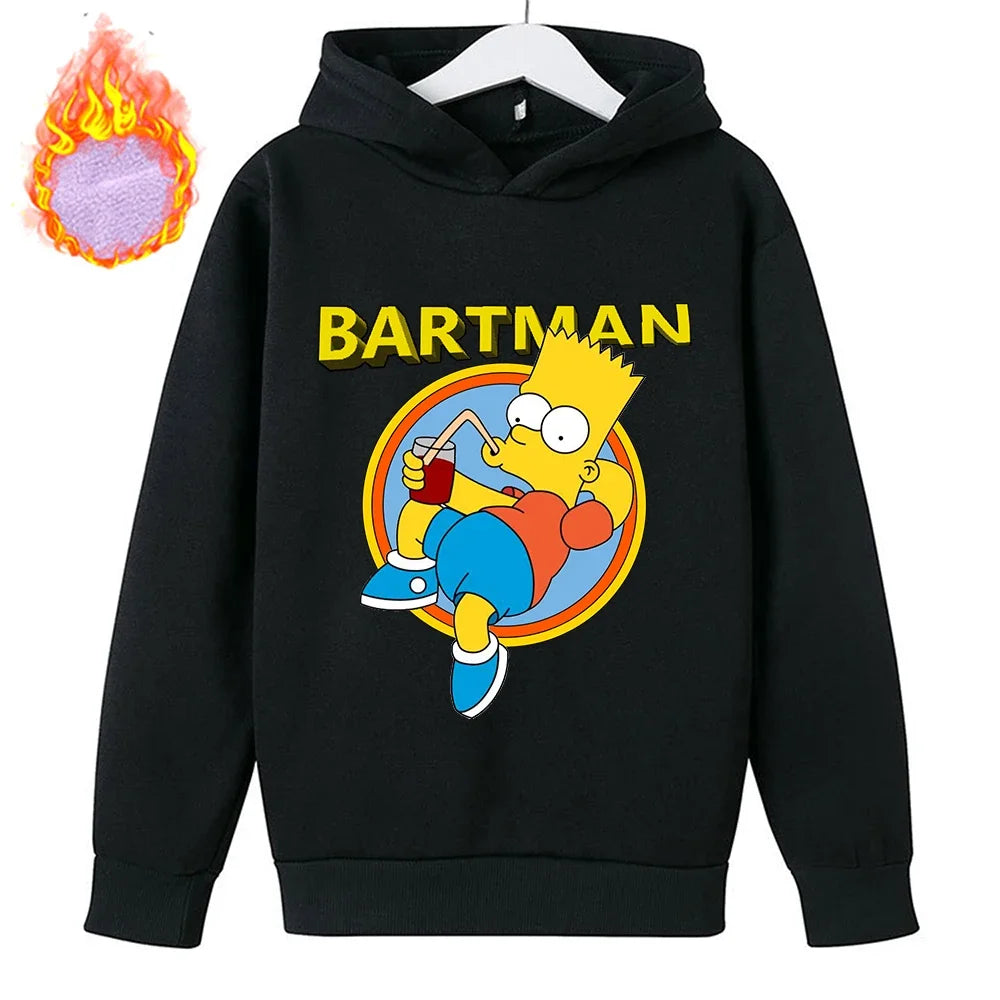 Sudaderas con capucha de Los Simpson para niños, sudadera de lana Y2k, Sudadera con capucha de felpa a la moda, ropa con patrón de Anime, regalo para niños