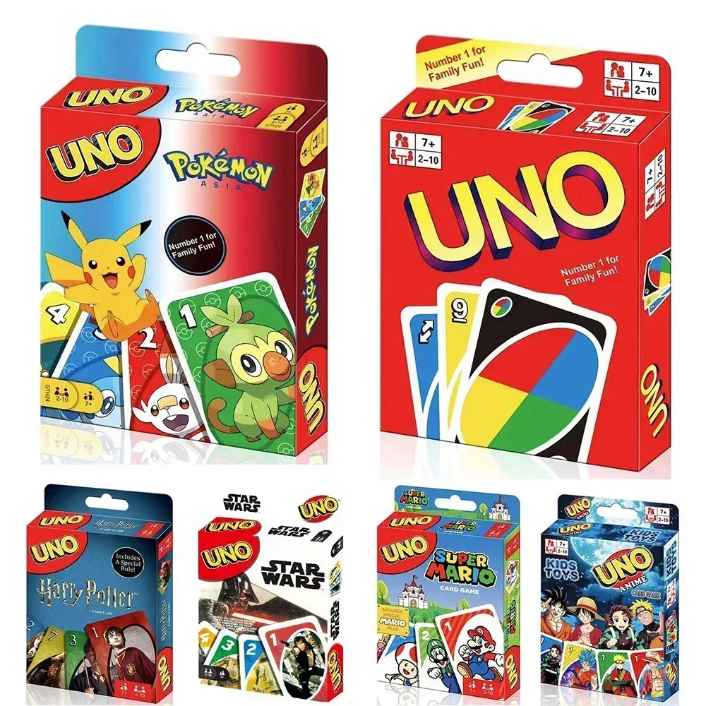 ¡UNO FLIP! Juego de Mesa Pokémon, Anime, Dibujos Animados, Patrón de Figura de Mario, Entretenimiento Familiar Divertido, Juego de Cartas One Piece, Uno, Regalos de Navidad