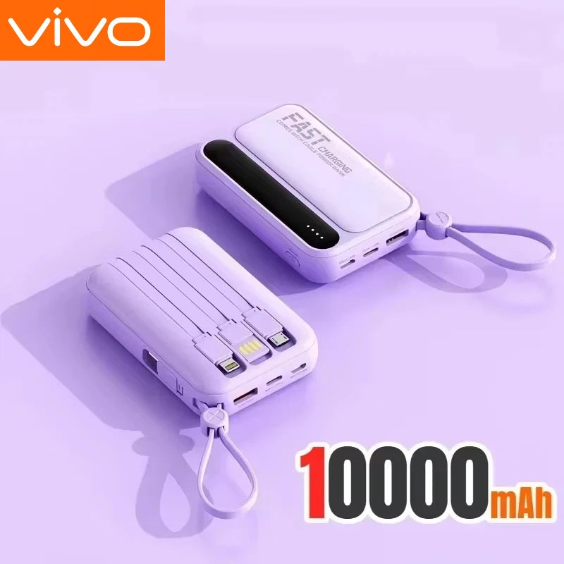 VIVO 500000mAh High Capacity Portable External Battery with Super Fast Charging and 4 Built-in Cables for All Phones