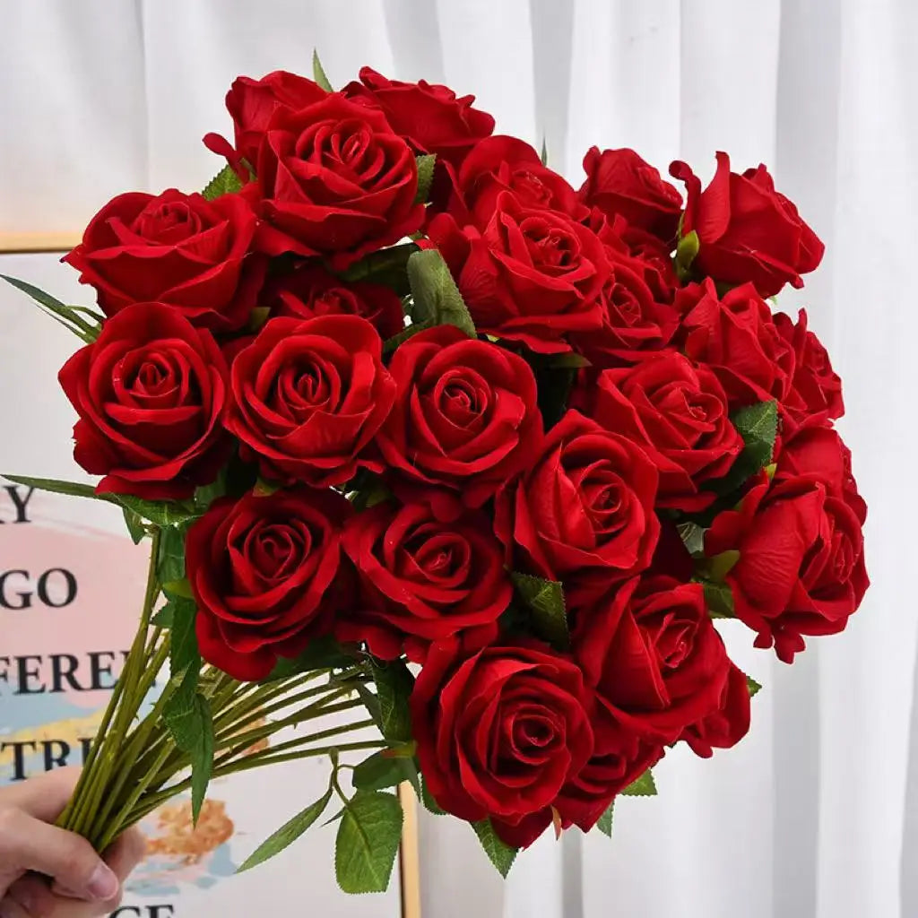 1/5/10/20 pieces artificial roses, flower branch, artificial red roses, realistic fake roses for wedding home decoration