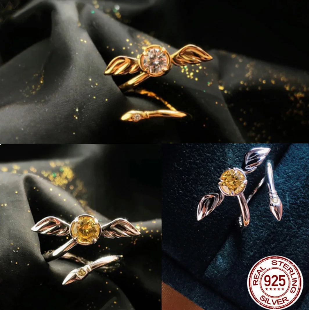 Plata de Ley 925 HP Cosplay Hary Potters bola de francotiro de oro anillo giratorio ajustable accesorios de joyería mujeres hombres regalos para parejas - CR mark