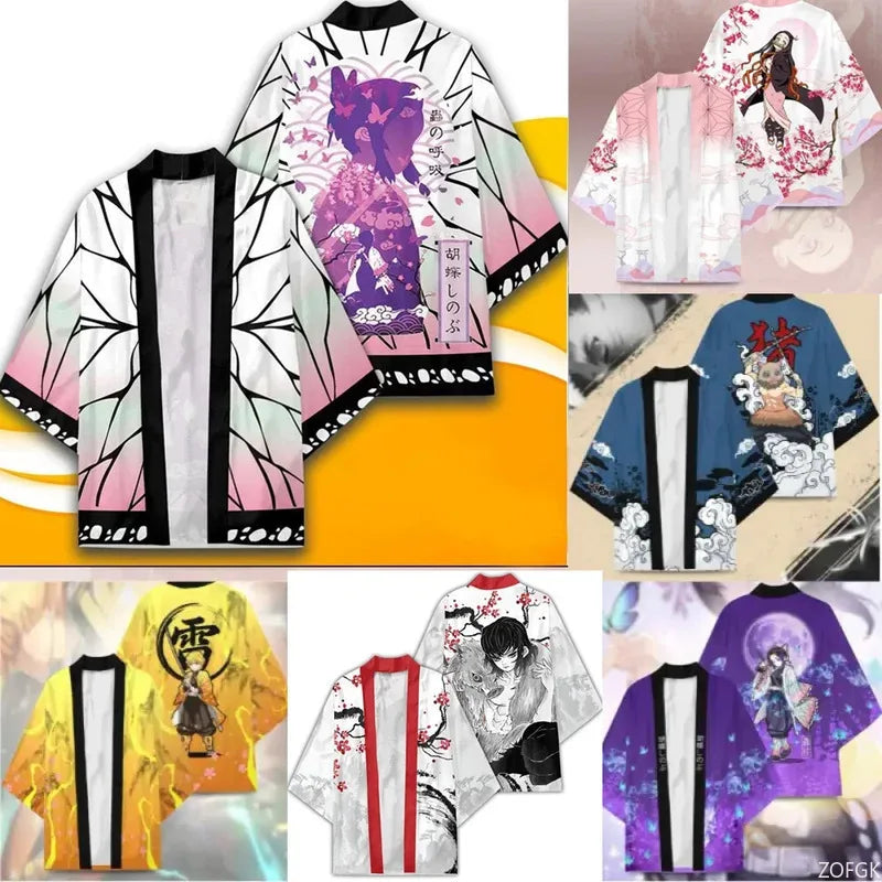 Summer Devil Killer Cosplay Male Japanese Anime 3D Printed Casual Half Sleeve Top Cardigan