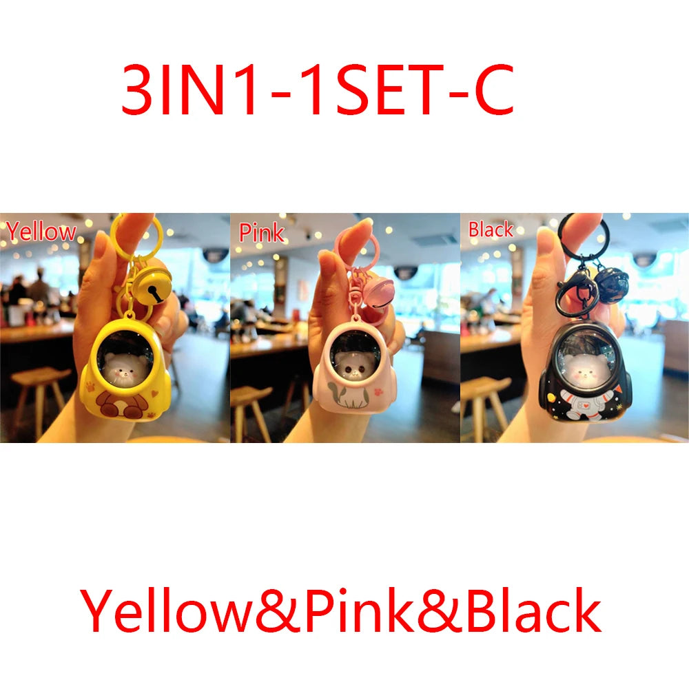 Cute Glowing Bear Keychain, Light Up Cat Night Light, Starry Sky Backpack Keychain, Lovely Handbag Keychain for Mobile Phone, Pendant Gifts