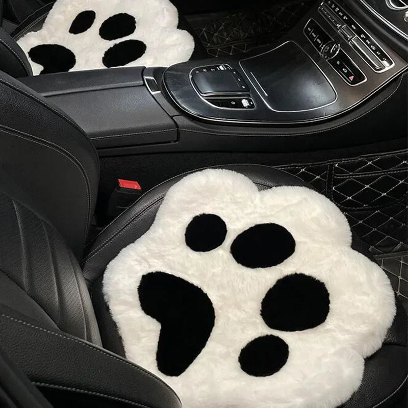 Universal Car Seat Cushion in the Shape of a Cat Paw, Warm Plush Car Cushion Padded Heated for All Seasons