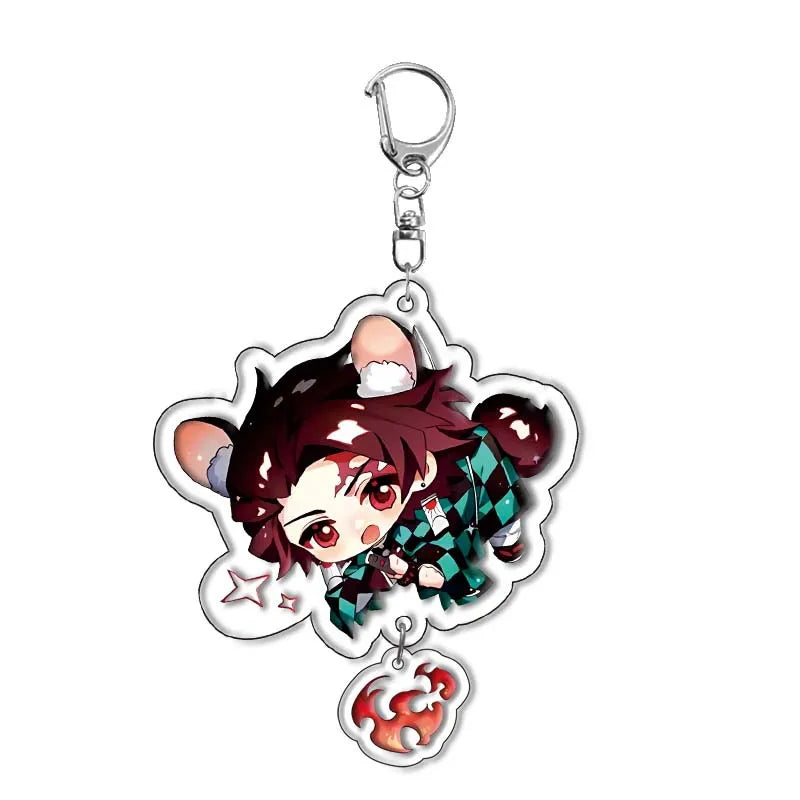 Demon Slayer Tanjiro Zenitsu Double-Sided Acrylic Keychain 5.5cm Anime Accessories