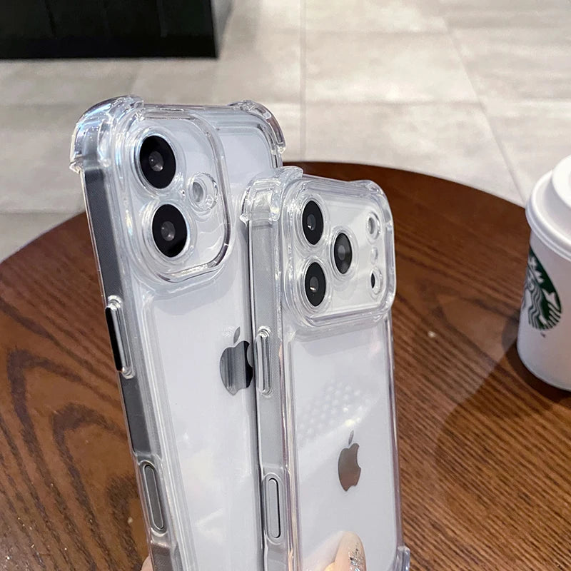 Luxury Shockproof Clear Phone Case for iPhone 17 16 15 14 13 12 11 Pro X XR XS Max Plus Air Soft Clear Bumper Case
