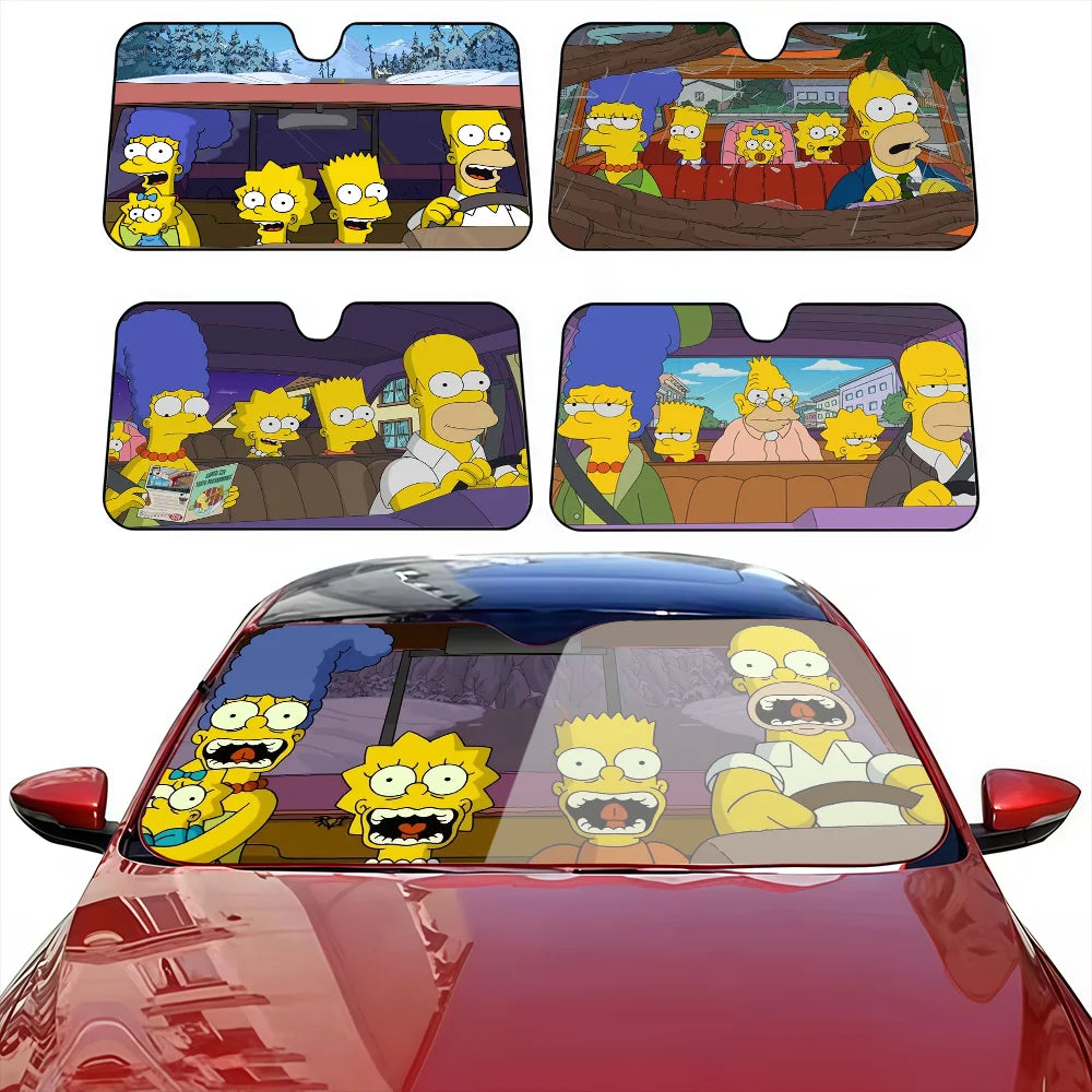 Divertido Cool S-Simpsons-es parasol de coche parabrisas Anti-UV cubierta de parabrisas de ventana de coche parasol visera automática